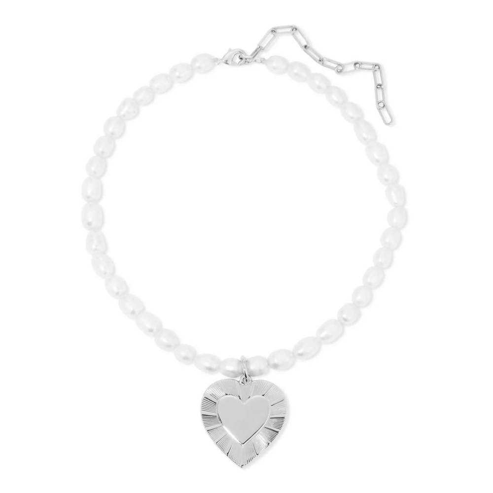 NEW EKLEXIC women's pearl & hildegard pendant necklace in silver